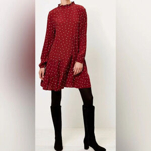 Ann Taylor LOFT Floral Ruffle Trim  Shift Dress Sz S